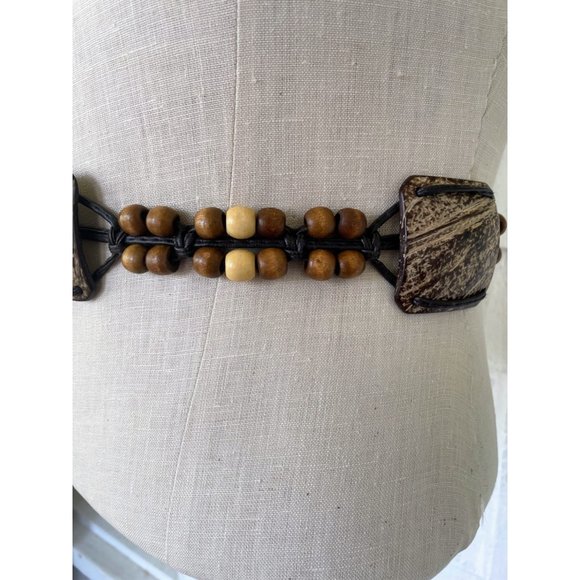Vintage wood Bead Tie Hippy Boho Festival Belt - Picture 11 of 13